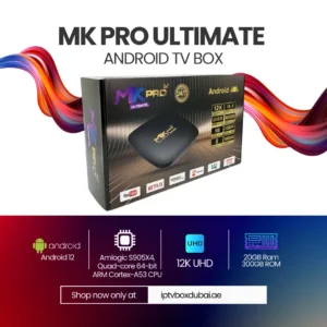 MK PRO ULTIMATE ANDROID TV BOX; IPTV BOX DUBAI;